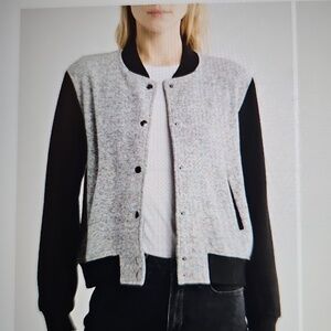 NWT Sweet Romeo Two Tone Hacci Varsity Jacket Snap Closure  Large